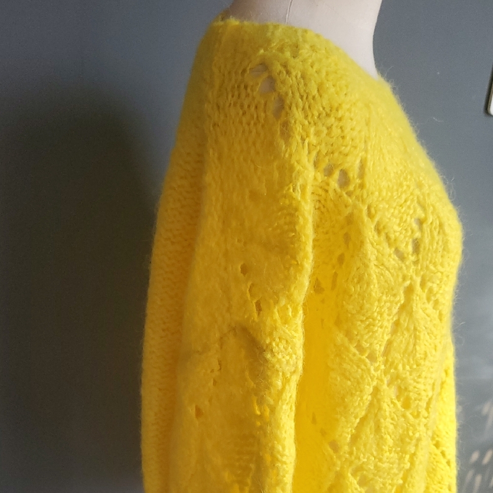 Sleeping On Snow Sunny Yellow Women's Knit Sweater - Picture 5 of 15